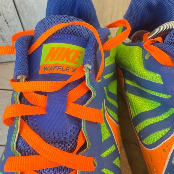 Nike Zoom Waffle XC 9 Green Blue Orange Track Running Spikes Men's Size 13 - Picture 4 of 11